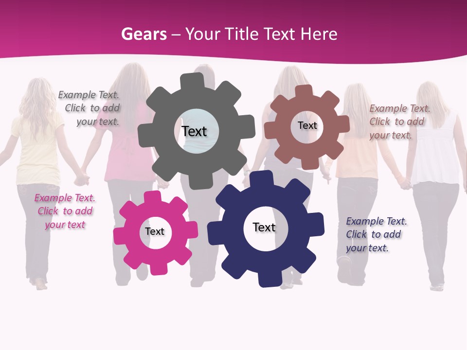 Ten Beautiful Young Women, Walking Hand In Hand. PowerPoint Template