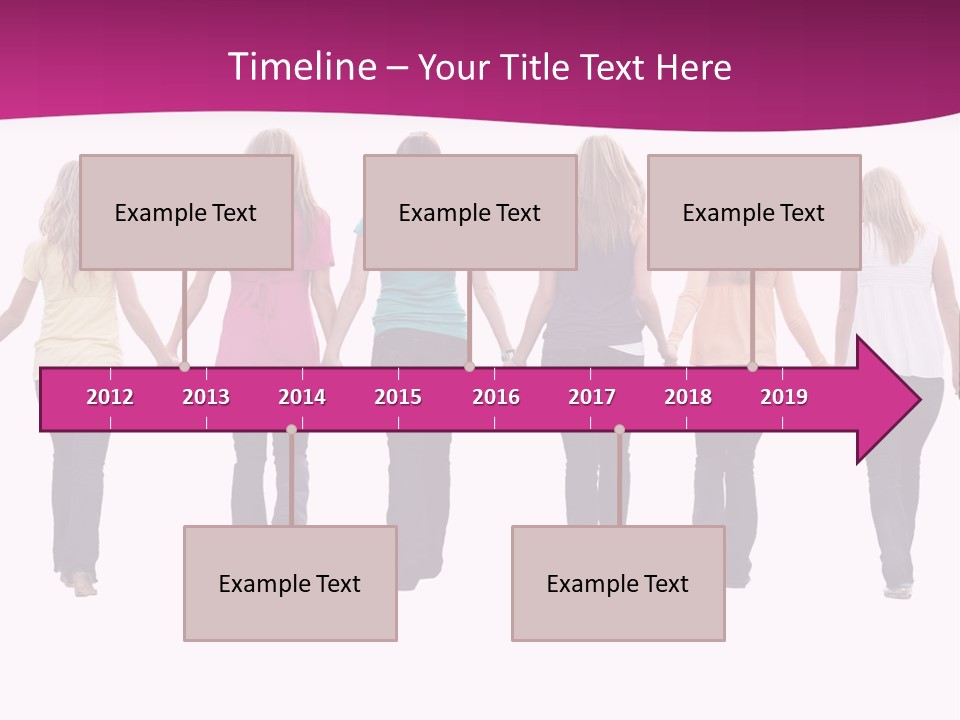 Ten Beautiful Young Women, Walking Hand In Hand. PowerPoint Template