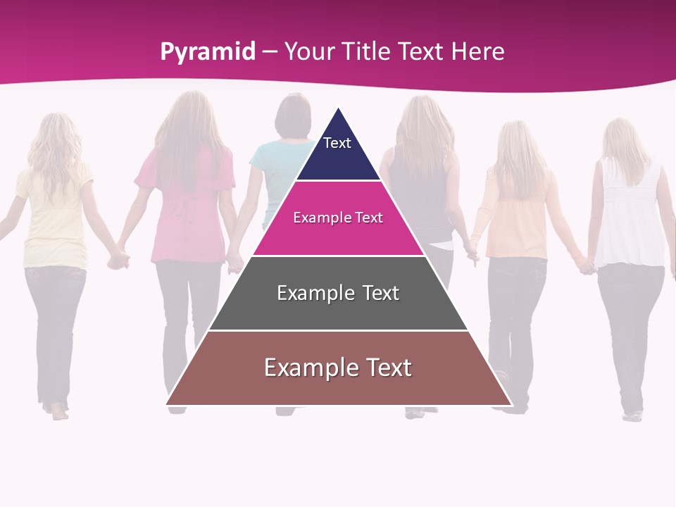 Ten Beautiful Young Women, Walking Hand In Hand. PowerPoint Template