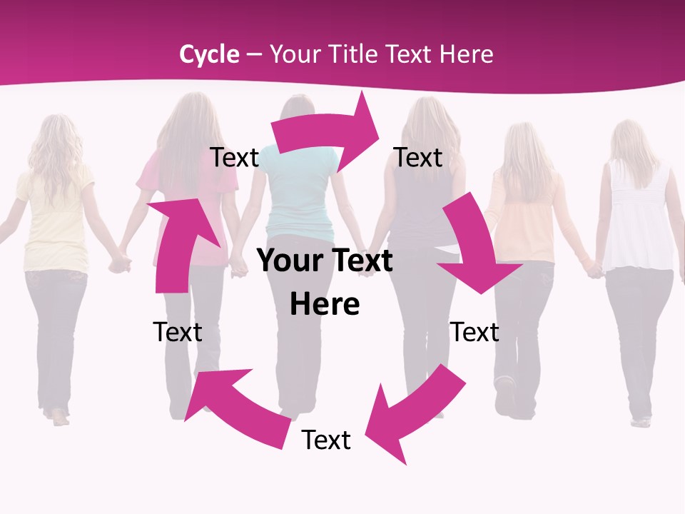 Ten Beautiful Young Women, Walking Hand In Hand. PowerPoint Template