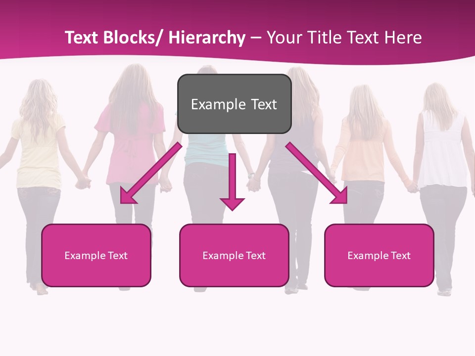 Ten Beautiful Young Women, Walking Hand In Hand. PowerPoint Template