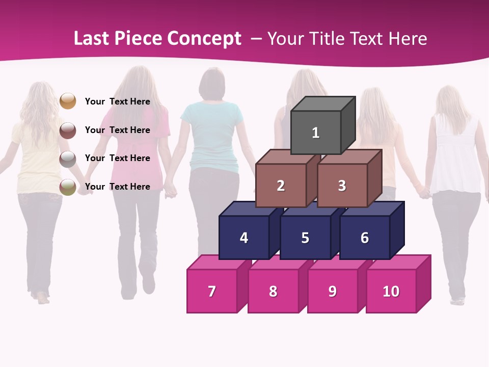 Ten Beautiful Young Women, Walking Hand In Hand. PowerPoint Template