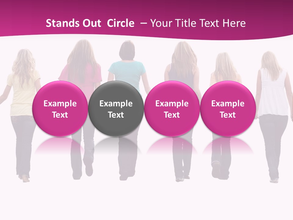 Ten Beautiful Young Women, Walking Hand In Hand. PowerPoint Template