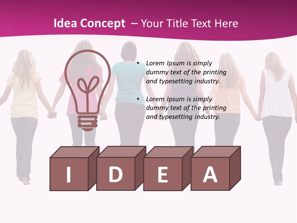 Ten Beautiful Young Women, Walking Hand In Hand. PowerPoint Template