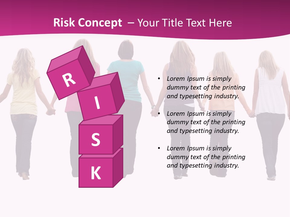 Ten Beautiful Young Women, Walking Hand In Hand. PowerPoint Template