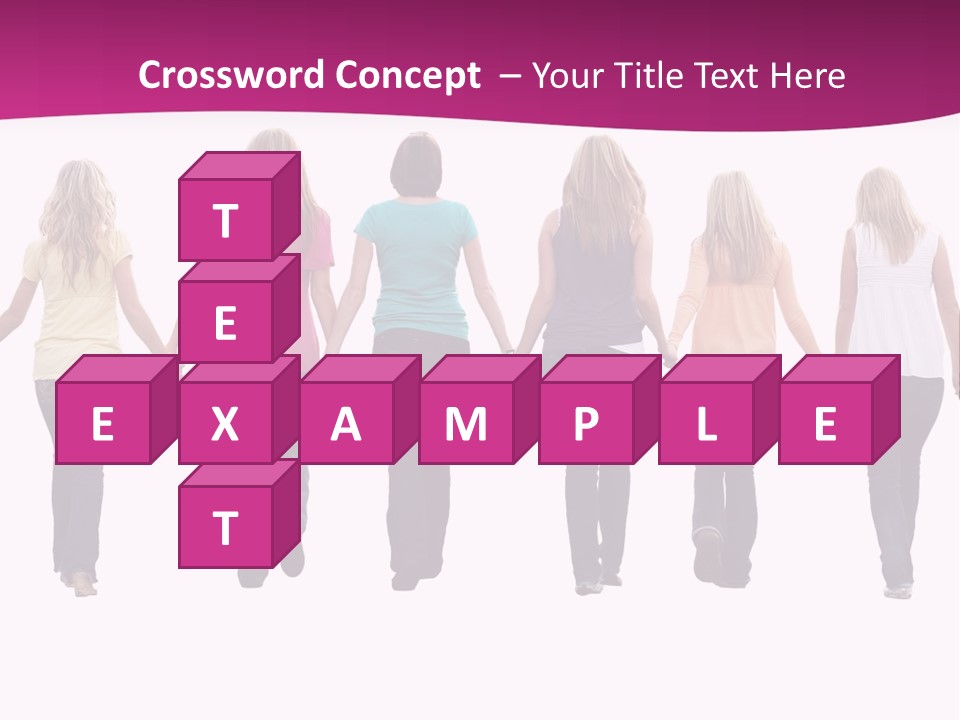 Ten Beautiful Young Women, Walking Hand In Hand. PowerPoint Template