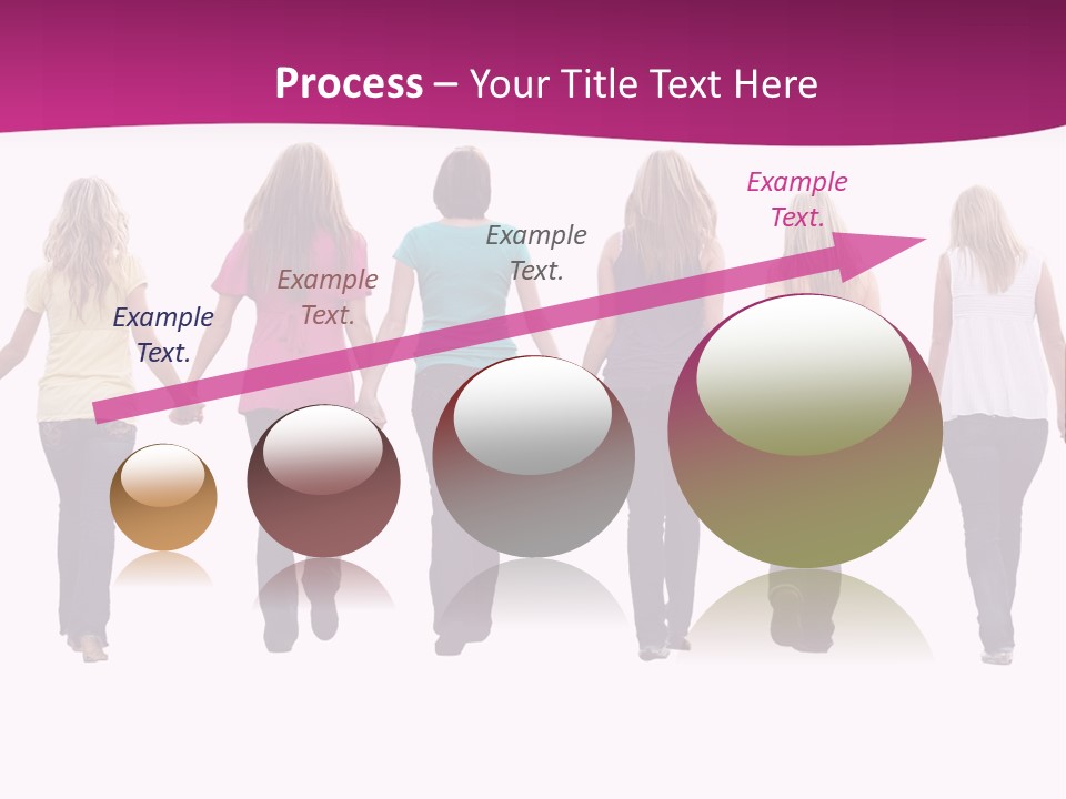 Ten Beautiful Young Women, Walking Hand In Hand. PowerPoint Template