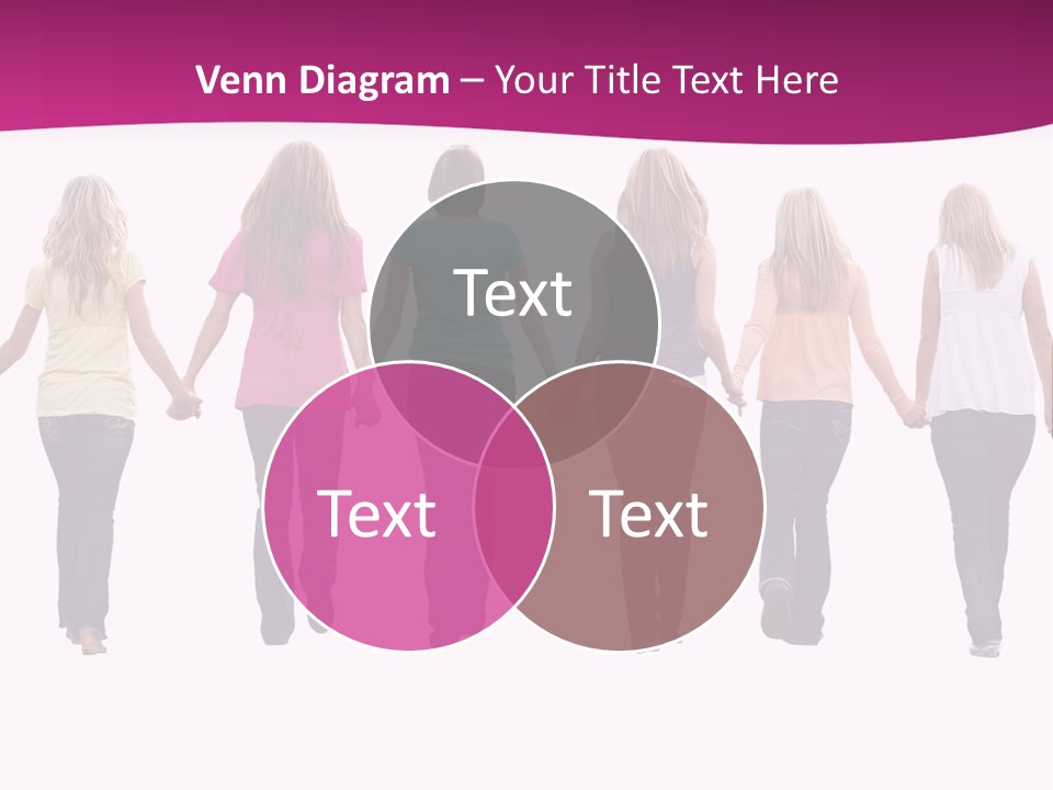 Ten Beautiful Young Women, Walking Hand In Hand. PowerPoint Template