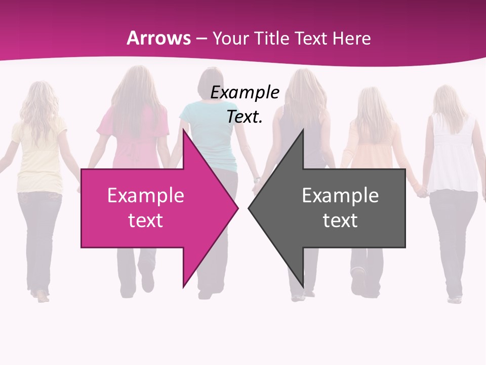 Ten Beautiful Young Women, Walking Hand In Hand. PowerPoint Template