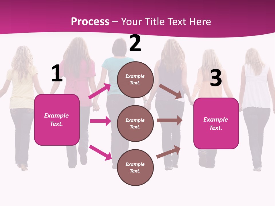 Ten Beautiful Young Women, Walking Hand In Hand. PowerPoint Template