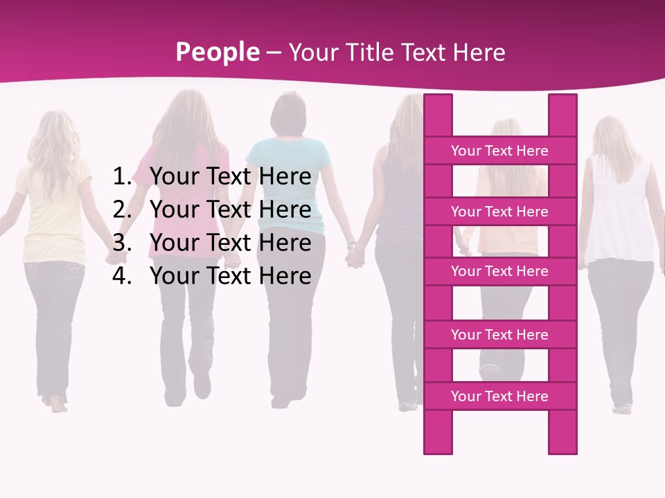 Ten Beautiful Young Women, Walking Hand In Hand. PowerPoint Template