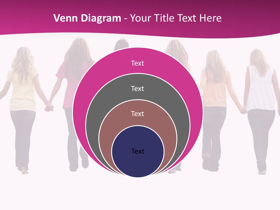 Ten Beautiful Young Women, Walking Hand In Hand. PowerPoint Template