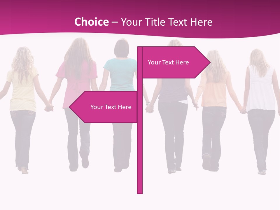 Ten Beautiful Young Women, Walking Hand In Hand. PowerPoint Template