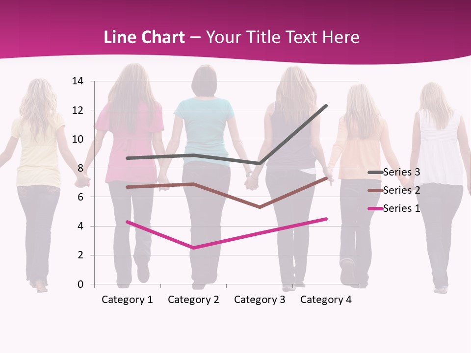 Ten Beautiful Young Women, Walking Hand In Hand. PowerPoint Template