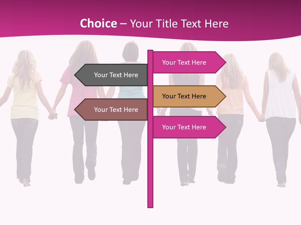 Ten Beautiful Young Women, Walking Hand In Hand. PowerPoint Template