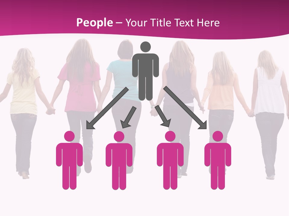 Ten Beautiful Young Women, Walking Hand In Hand. PowerPoint Template