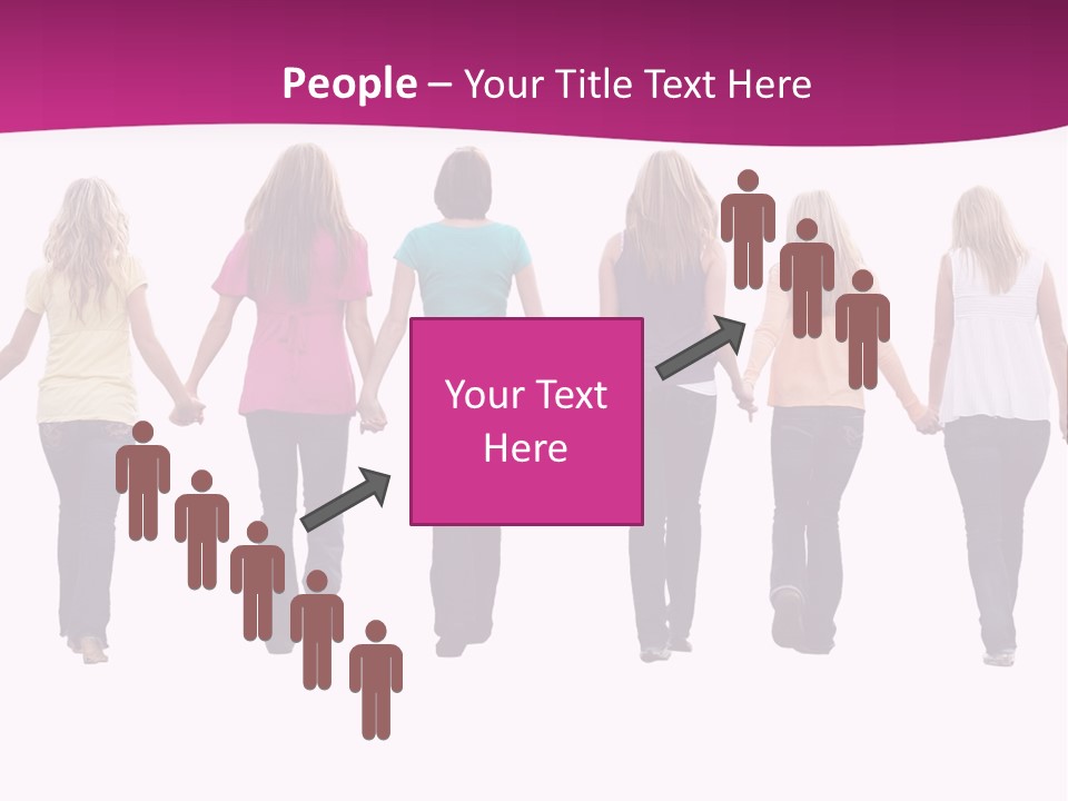 Ten Beautiful Young Women, Walking Hand In Hand. PowerPoint Template