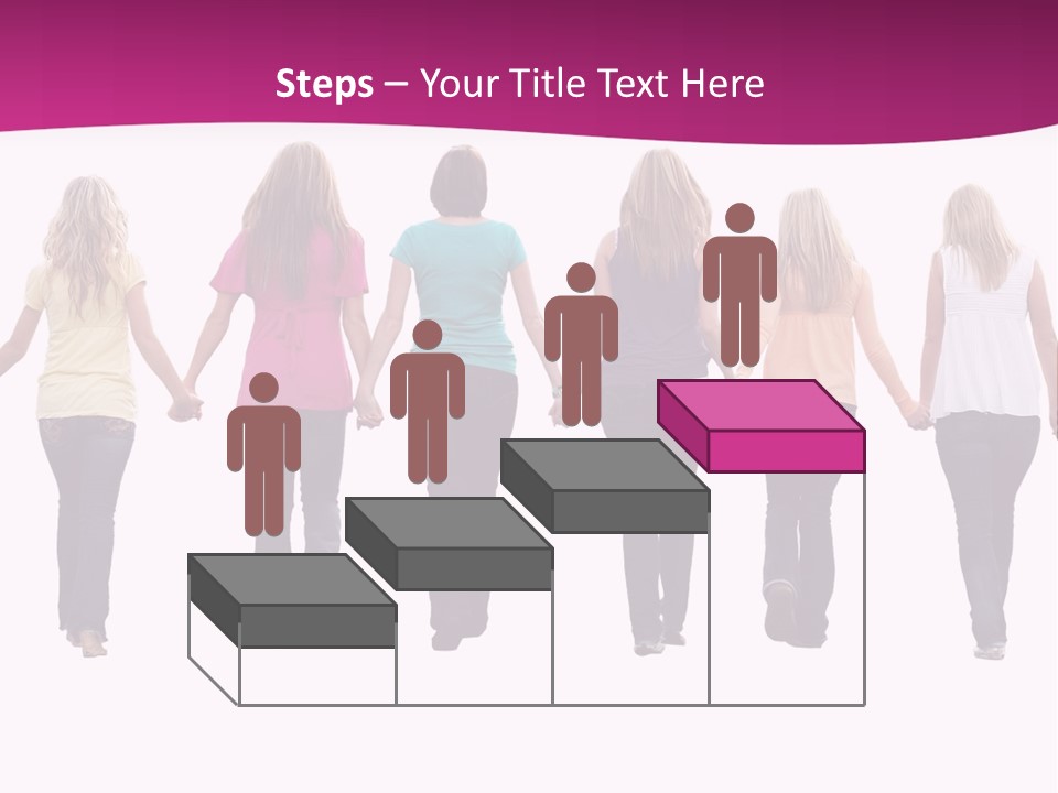 Ten Beautiful Young Women, Walking Hand In Hand. PowerPoint Template