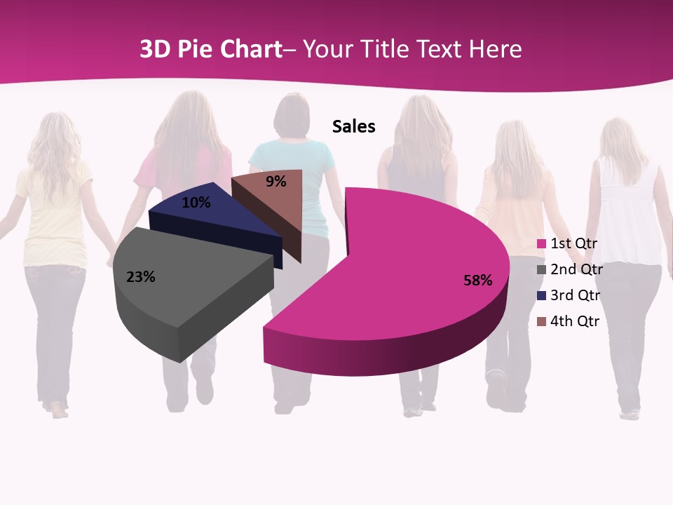 Ten Beautiful Young Women, Walking Hand In Hand. PowerPoint Template