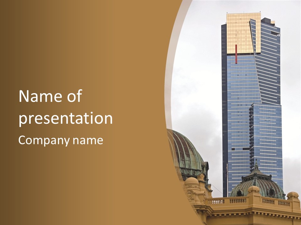 The Dome Of Flinders Street Railway Station, With The Mighty Eureka Tower In The Background. PowerPoint Template