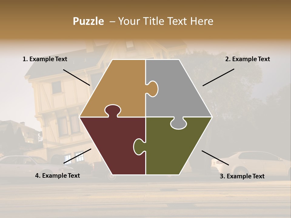 A White Car Is Parked In Front Of A House PowerPoint Template