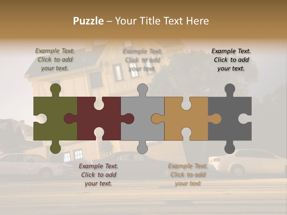 A White Car Is Parked In Front Of A House PowerPoint Template