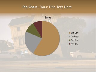 A White Car Is Parked In Front Of A House PowerPoint Template