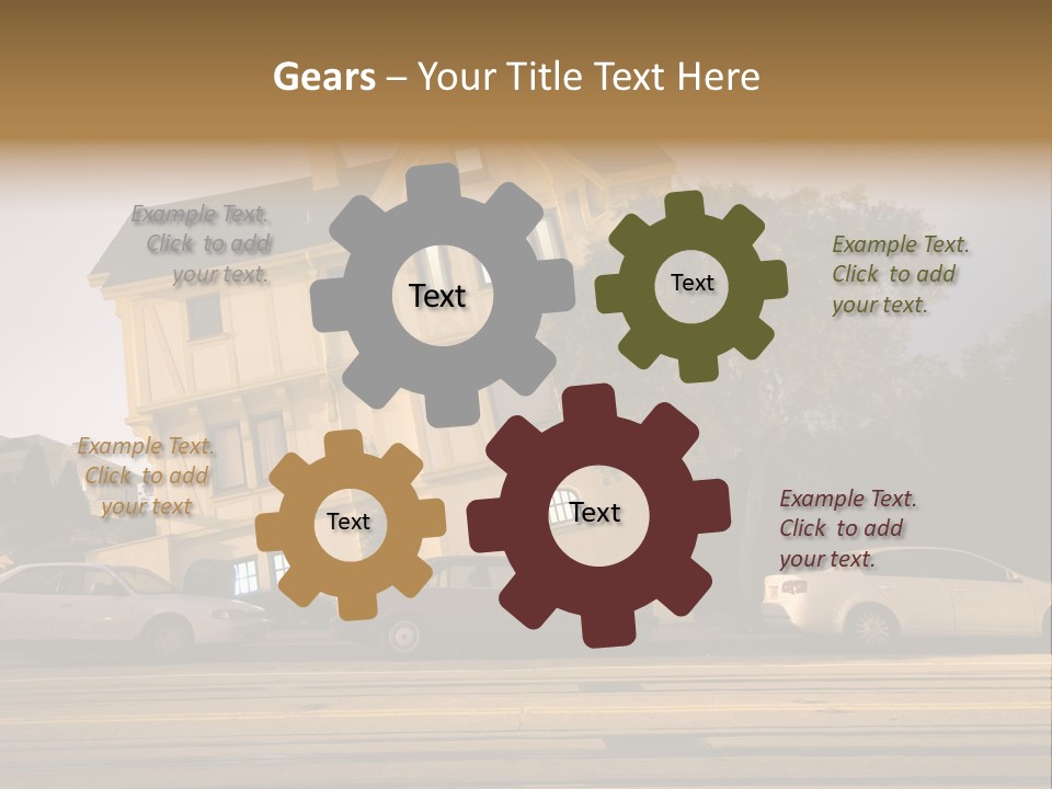 A White Car Is Parked In Front Of A House PowerPoint Template