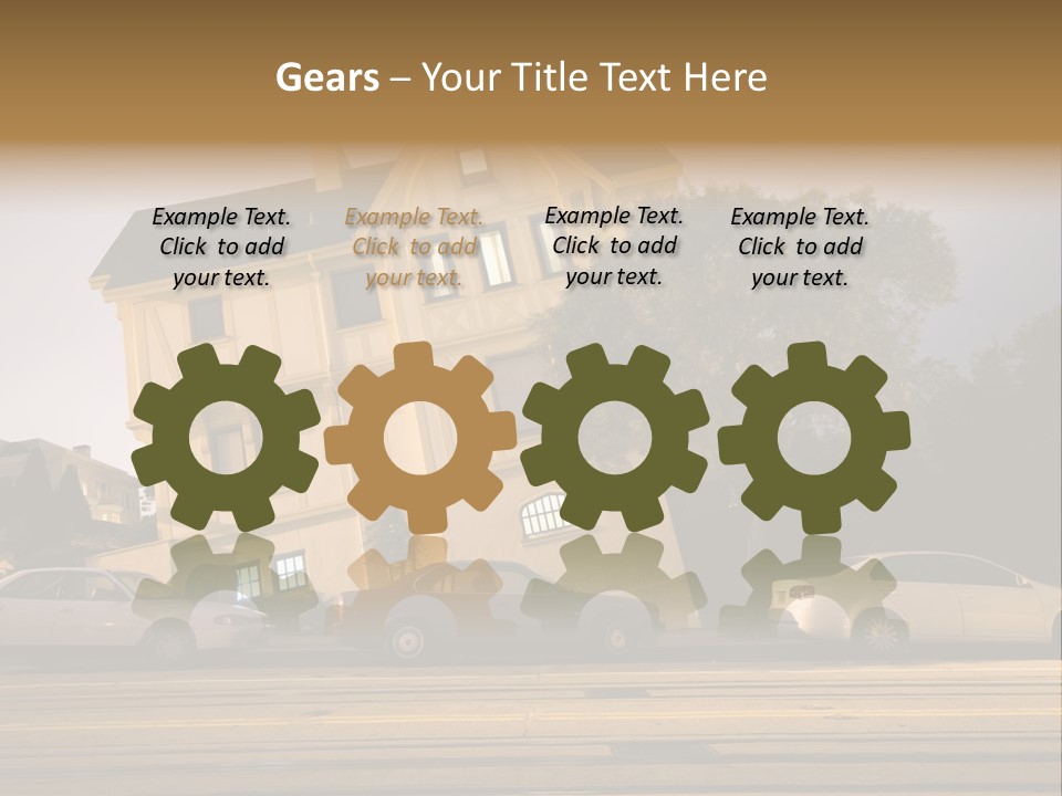 A White Car Is Parked In Front Of A House PowerPoint Template