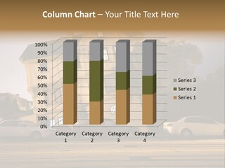 A White Car Is Parked In Front Of A House PowerPoint Template