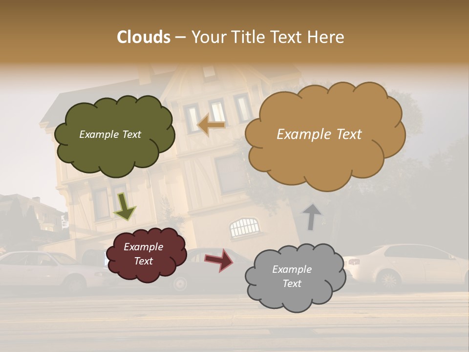 A White Car Is Parked In Front Of A House PowerPoint Template