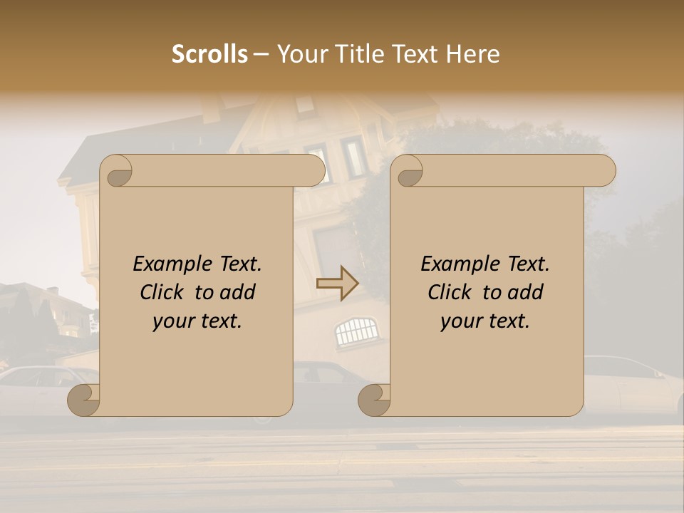 A White Car Is Parked In Front Of A House PowerPoint Template