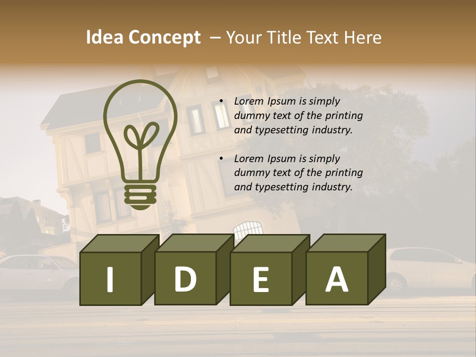 A White Car Is Parked In Front Of A House PowerPoint Template