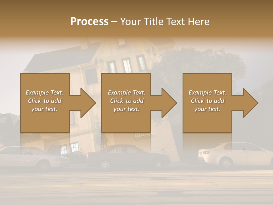 A White Car Is Parked In Front Of A House PowerPoint Template