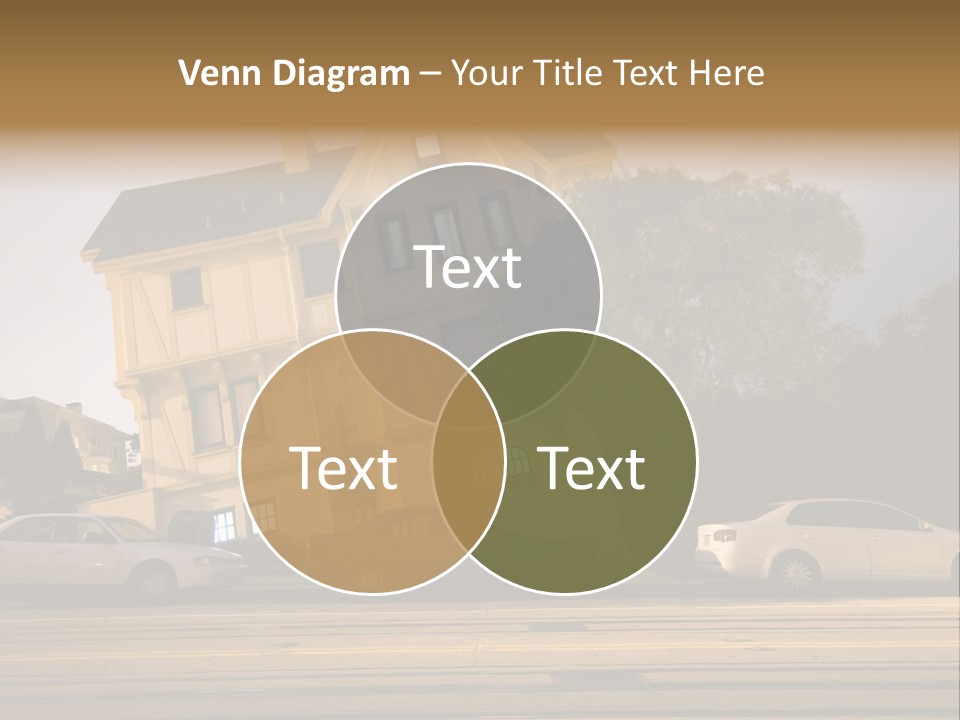 A White Car Is Parked In Front Of A House PowerPoint Template