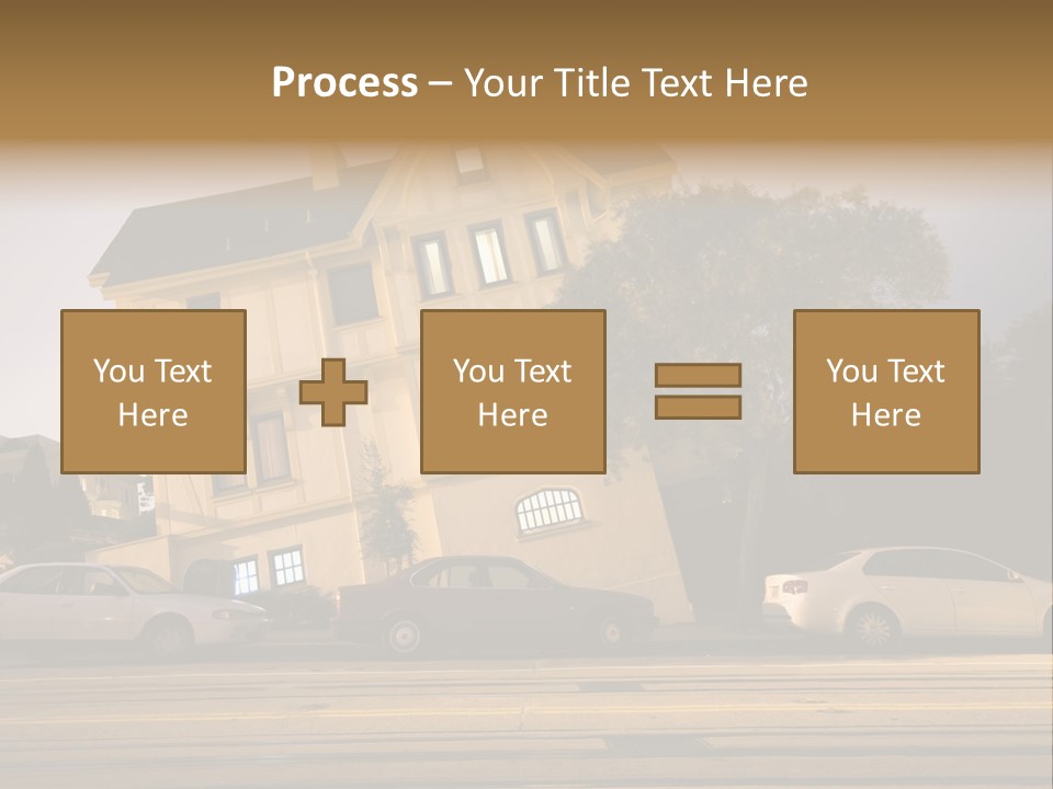 A White Car Is Parked In Front Of A House PowerPoint Template