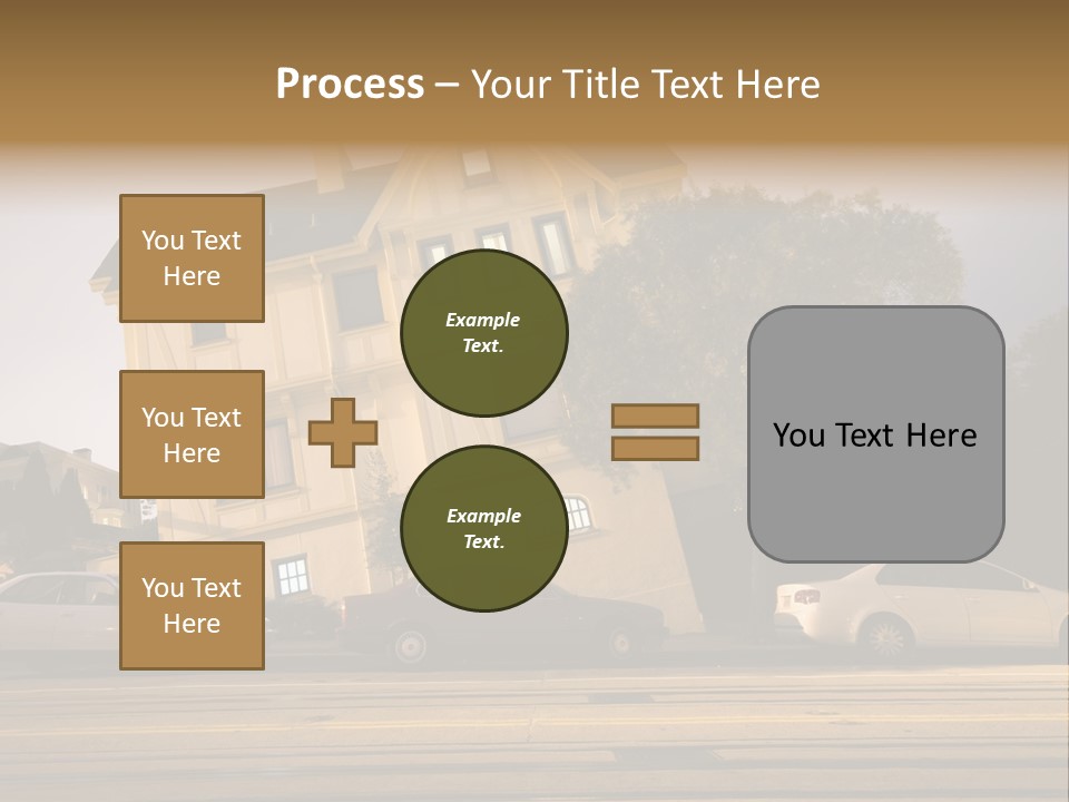 A White Car Is Parked In Front Of A House PowerPoint Template
