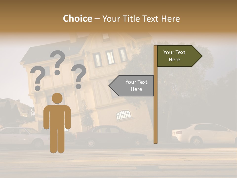 A White Car Is Parked In Front Of A House PowerPoint Template