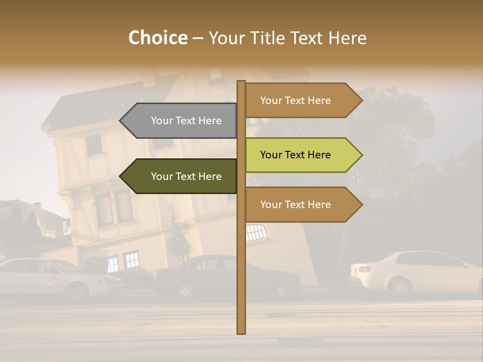 A White Car Is Parked In Front Of A House PowerPoint Template
