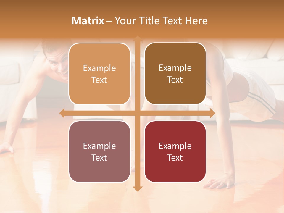 Young Man And Woman Woman Doing Exercise In The Sunny Room PowerPoint Template