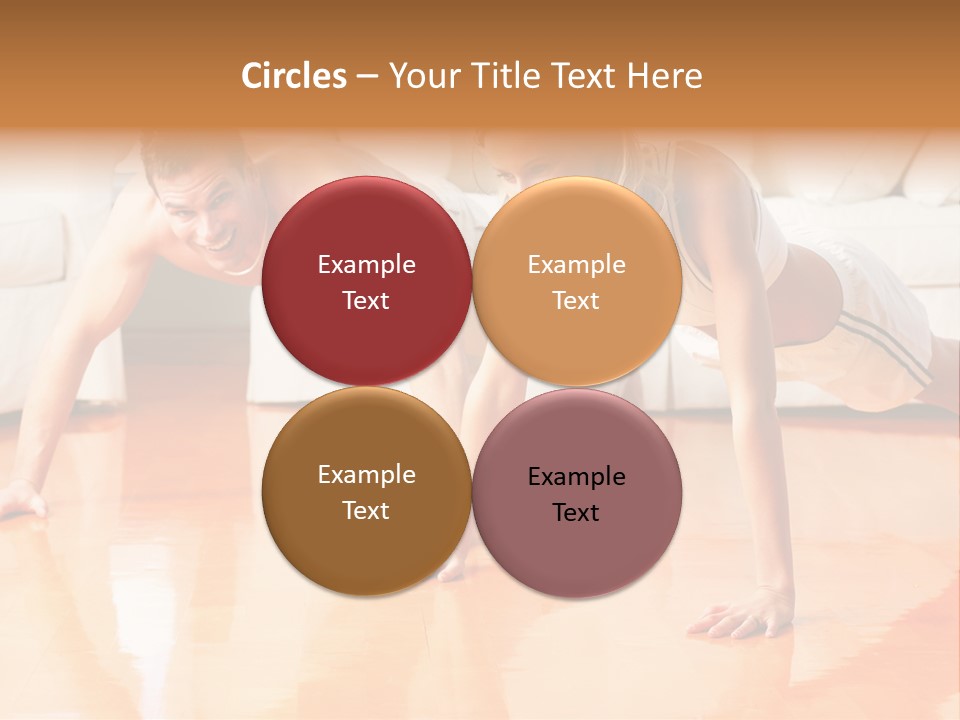 Young Man And Woman Woman Doing Exercise In The Sunny Room PowerPoint Template