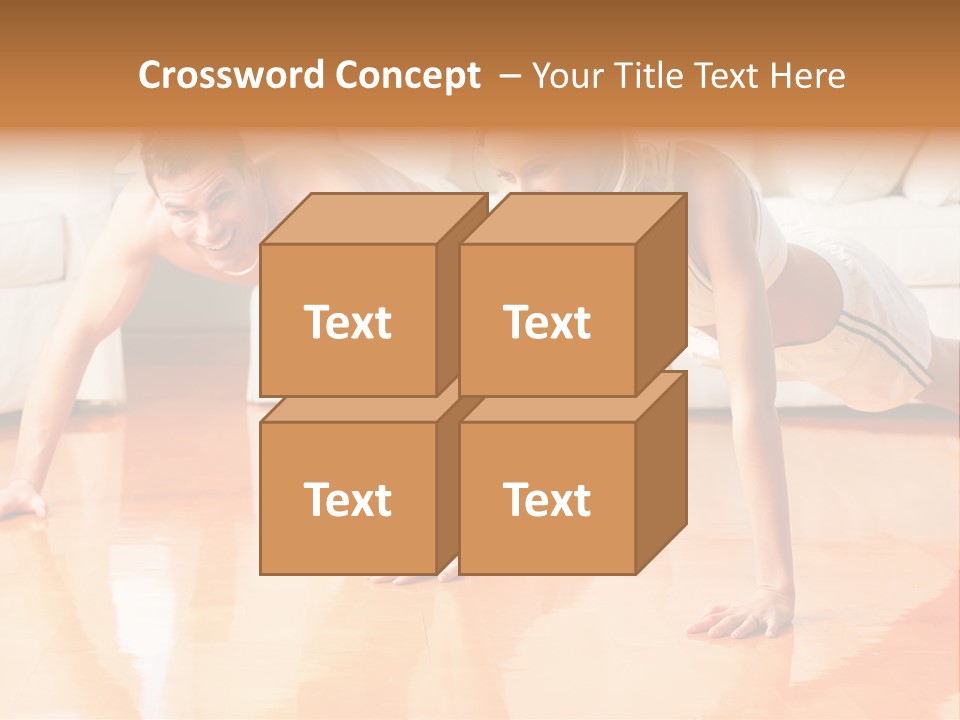 Young Man And Woman Woman Doing Exercise In The Sunny Room PowerPoint Template