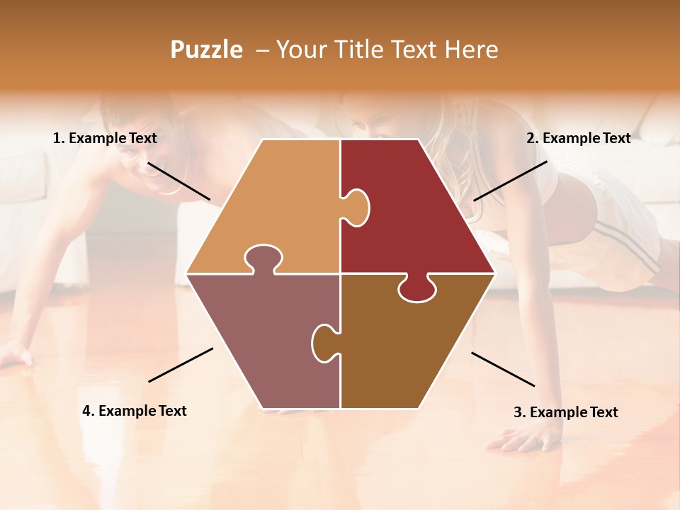 Young Man And Woman Woman Doing Exercise In The Sunny Room PowerPoint Template