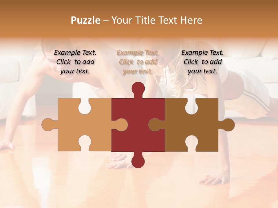 Young Man And Woman Woman Doing Exercise In The Sunny Room PowerPoint Template