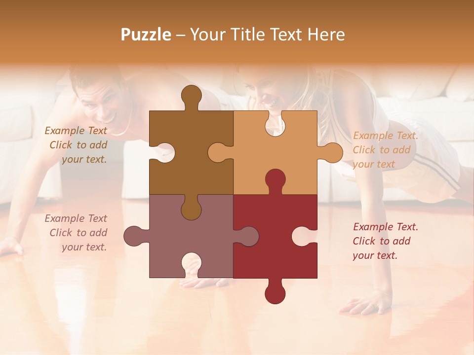 Young Man And Woman Woman Doing Exercise In The Sunny Room PowerPoint Template