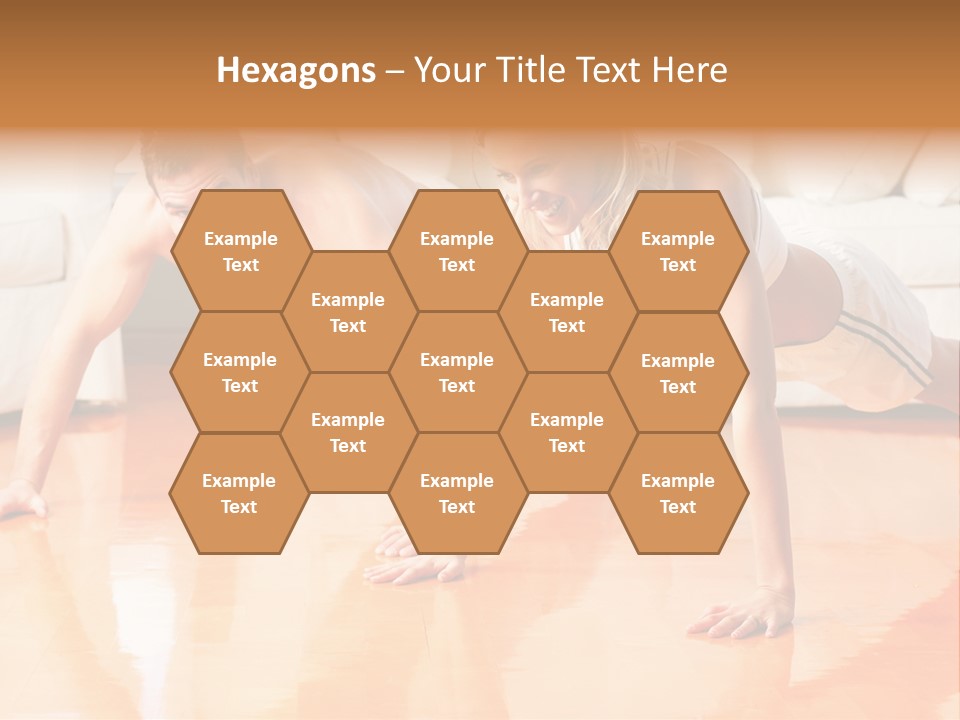 Young Man And Woman Woman Doing Exercise In The Sunny Room PowerPoint Template