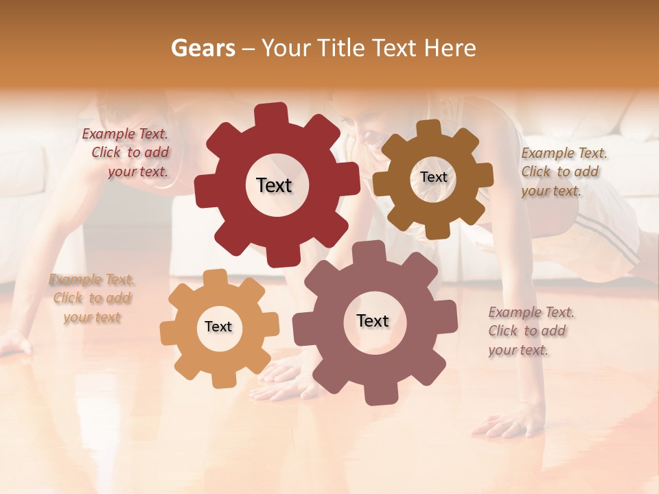 Young Man And Woman Woman Doing Exercise In The Sunny Room PowerPoint Template