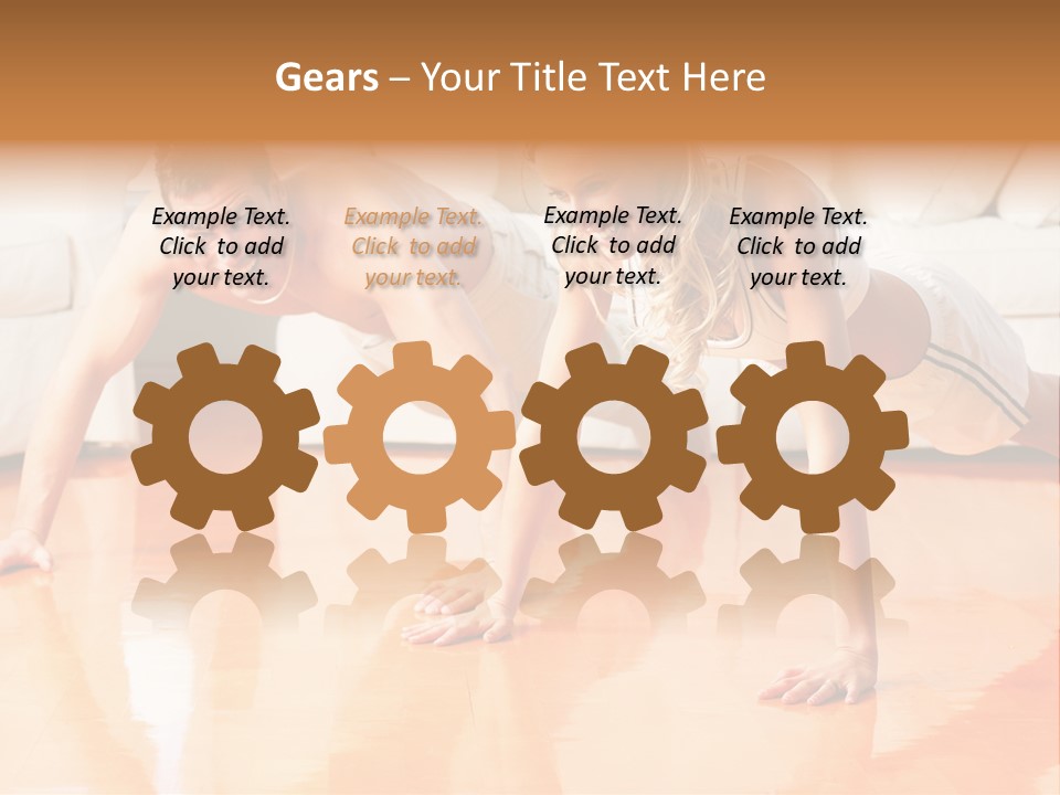 Young Man And Woman Woman Doing Exercise In The Sunny Room PowerPoint Template