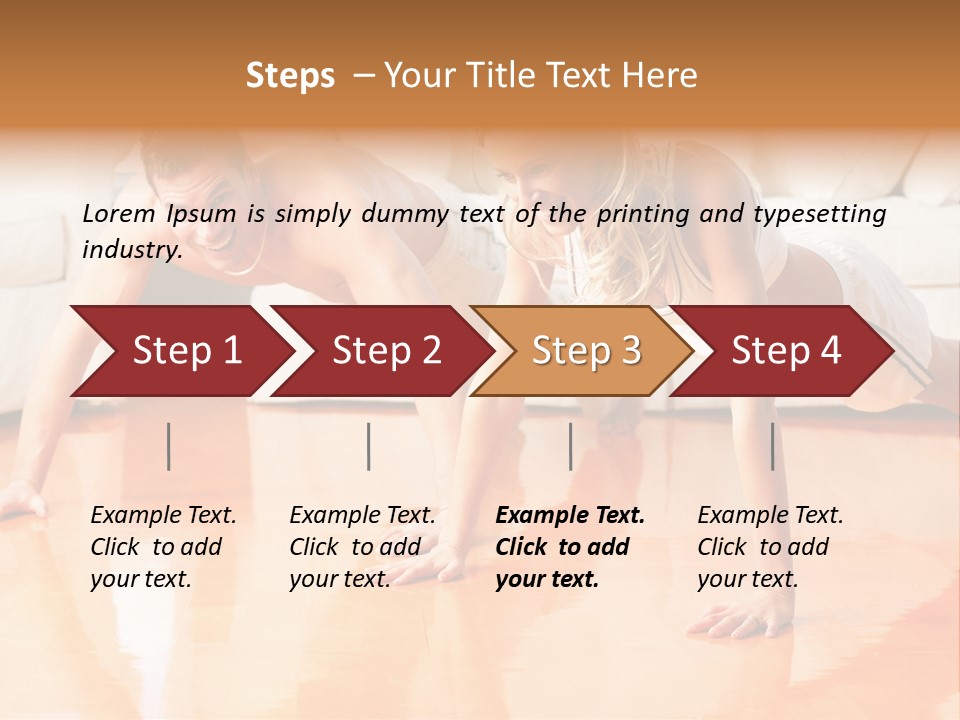 Young Man And Woman Woman Doing Exercise In The Sunny Room PowerPoint Template