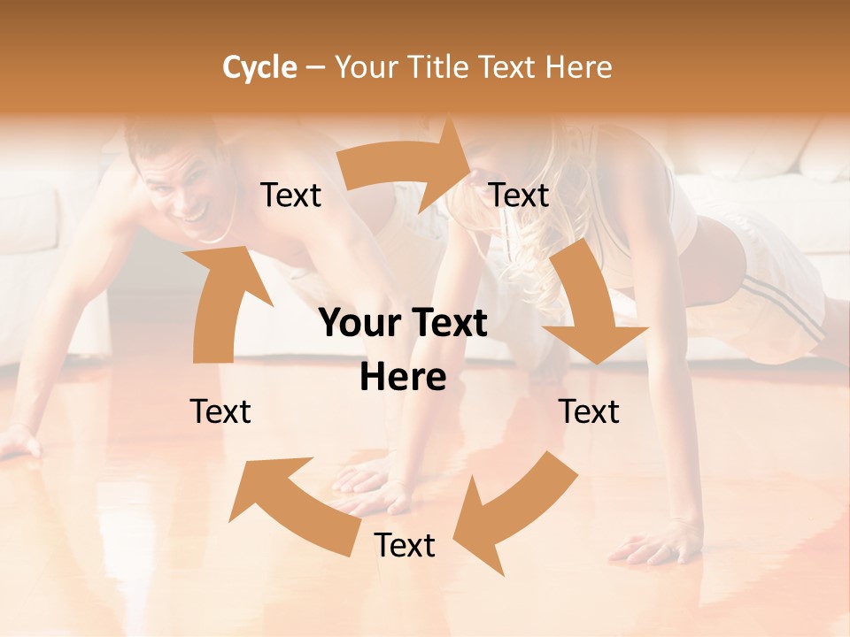 Young Man And Woman Woman Doing Exercise In The Sunny Room PowerPoint Template